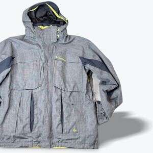 Columbia Interchange Omni Tech Men Medium Ski Jacket Hooded Waterproof Flaw Read